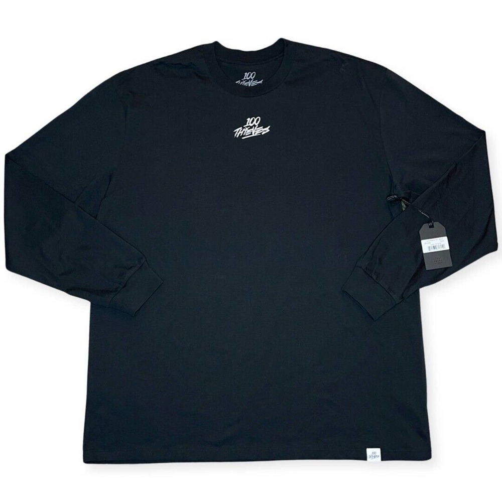 100 Thieves NWT No Camping SZN Black Long Sleeve Shirt 2XL NEW WITH TAGS